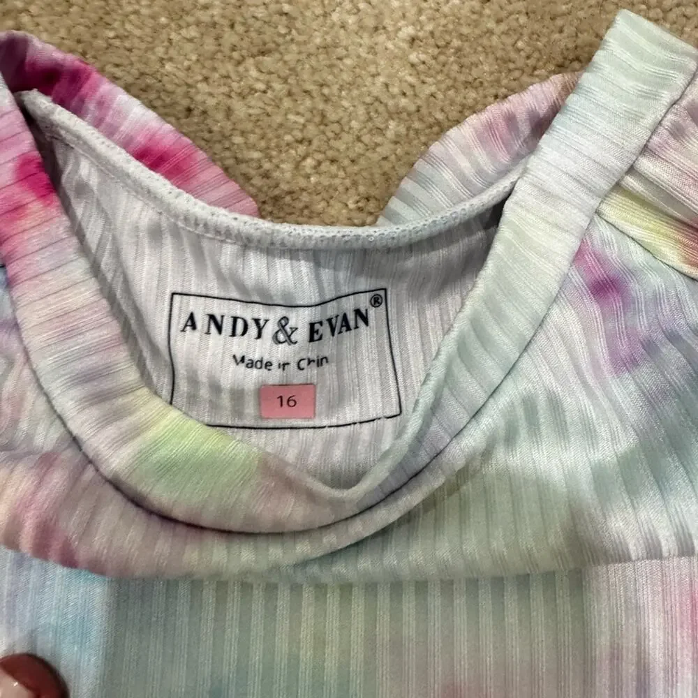girls Andy & Evan Multicolor Tie-Dye tankini, size 16